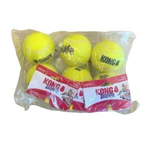 3 Packages KONG Squeakair Balls Dog Toy LARGE 6 Balls NEW Yellow